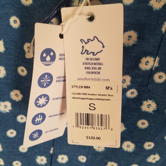 NEW Southern Tide Intercoastal Performance Floral Button Front Shirt Men's Small - Picture 6 of 8